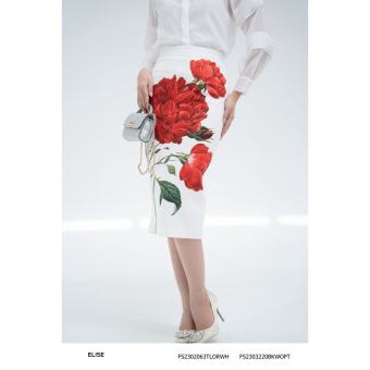 Chân váy trắng hoa hồng đỏ thiết kế Elise FS2303220BKWOPT