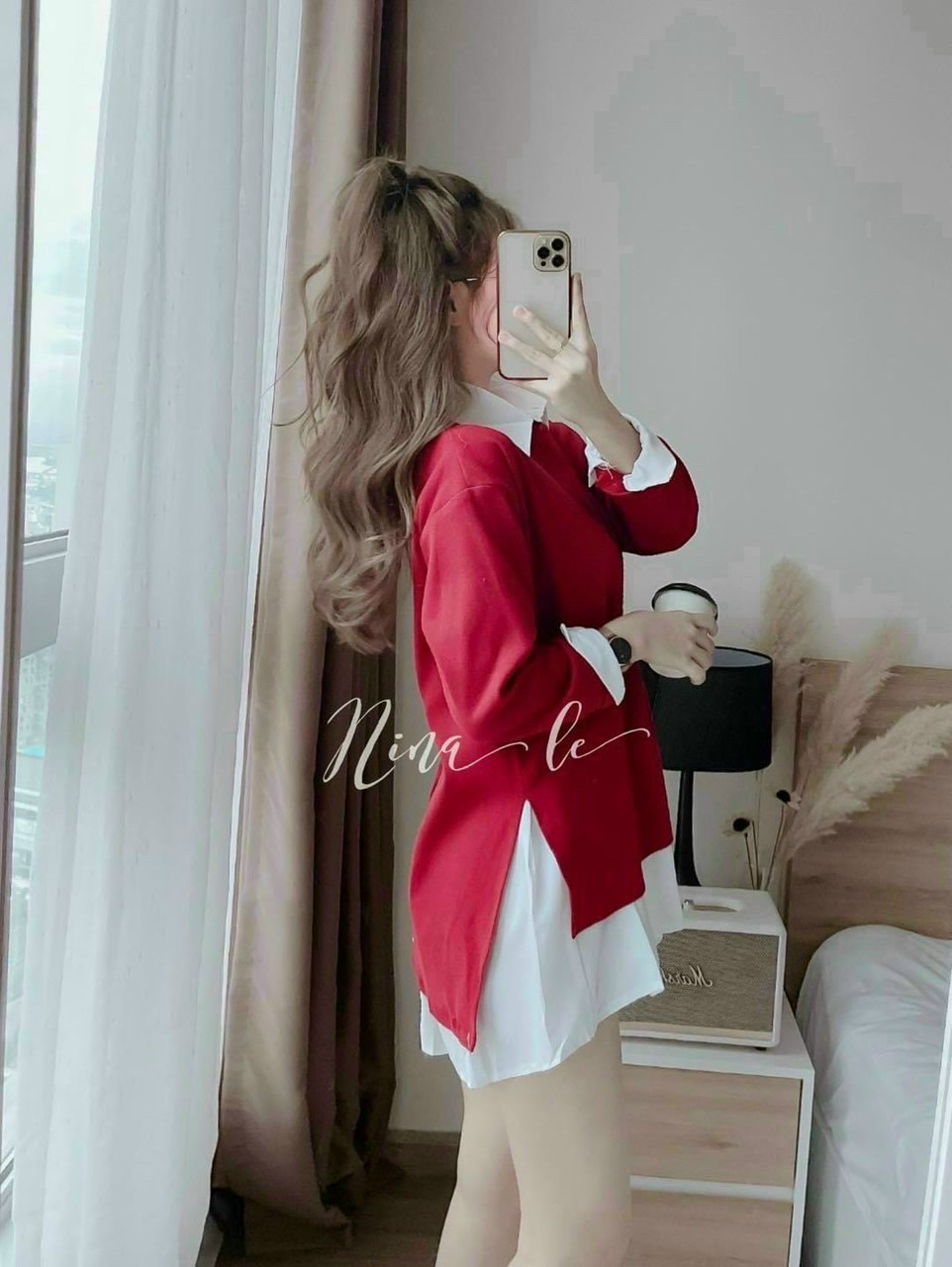 Sét áo khoác thun gân kèm đầm sơ mi lụa trắng siêu xinh dx3