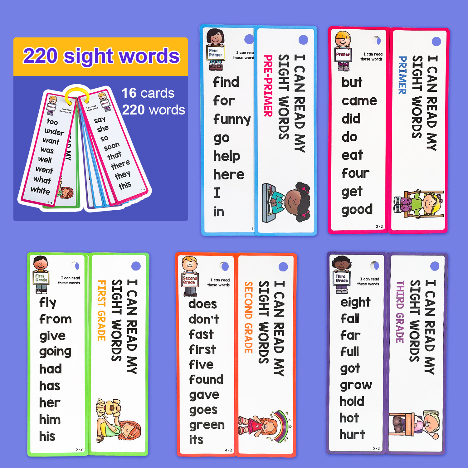 Thẻ Flash Tiếng Anh 220 Sight Words Túi Thẻ Trò Chơi Homechool Đồ Dùng Cho Trẻ Em Thẻ Đọc Sách Từ Học Tiếng Anh Sớm Đồ Chơi Giáo Dục, Từ Vựng Từ Tần Số Cao Cho Lớp Sơn Lót Mầm Non Pre-k 1st 2nd 3rd Lớp Trẻ Em