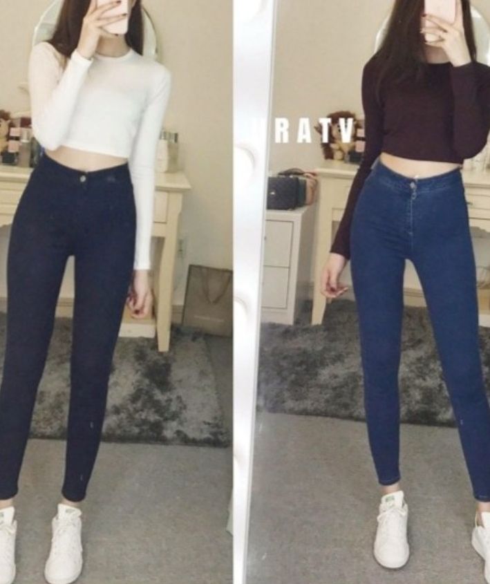 Quần jean nữ cạp cao đai trơn siêu giãn lưng cao 023