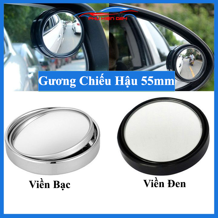  Gương cầu lồi gương soi điểm mù mini gắn gương chiếu hậu ô tô 55mm điều chỉnh 360 độ 