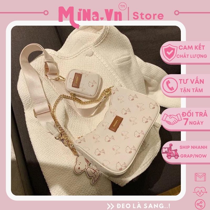 Túi Xách Nữ Set Túi [GIÁ HỦY DIỆT] Túi Kẹp Nách Ví Snoopy Kèm Móc Cực Xinh A013 - MINA