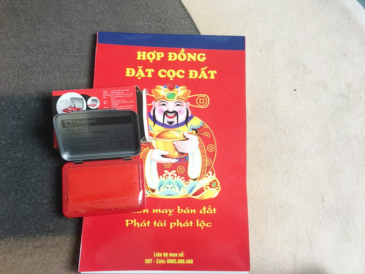 [COMBO] 1 SỔ HỢP ĐỒNG ĐẶT CỌC NHÀ ĐẤT 3 LIÊN MỚI NHÁT+ 1 MỰC LĂN TAY