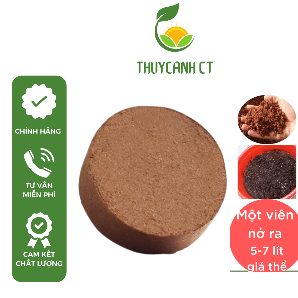 Viên nén xơ dừa, viên nén mụn dừa, đất sạch mụn dừa bánh lớn 450gr