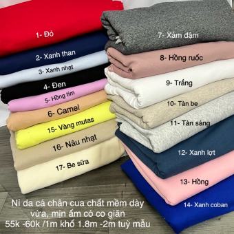 Vải nỉ da cá - nỉ chân cua cotton hàng xuất dư mềm mịn co giãn thoải mái, chất dày vừa mềm ấm