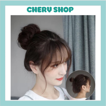 Tóc giả búi củ tỏi cao cấp búi tròn tự nhiên hot hit