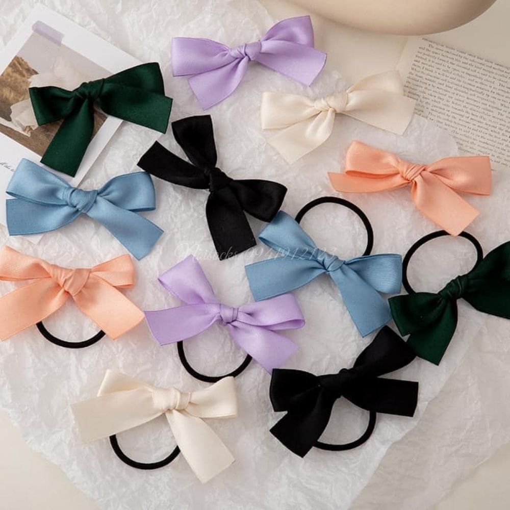 Kẹp Tóc Nơ Nhỏ Đơn Giản Handmade Vải lụa Satin Cao Cấp, cột / kẹp hàng thiết kế - Noisocks