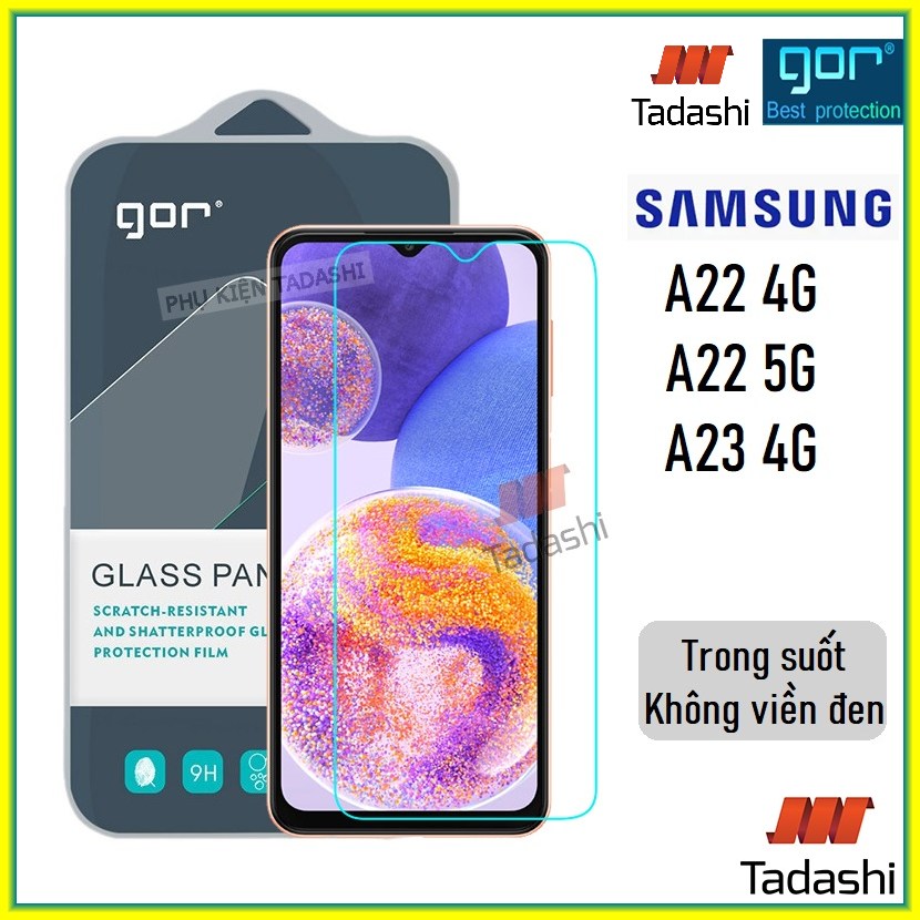 Kính Cường Lực Gor Samsung Galaxy A23 4G/ Galaxy A22 4G/ Galaxy A22 5G, Galaxy A24 4G Trong Suốt, Hạn Chế Bám Vân Tay 9H Vát 2.5D - Chính Hãng GOR