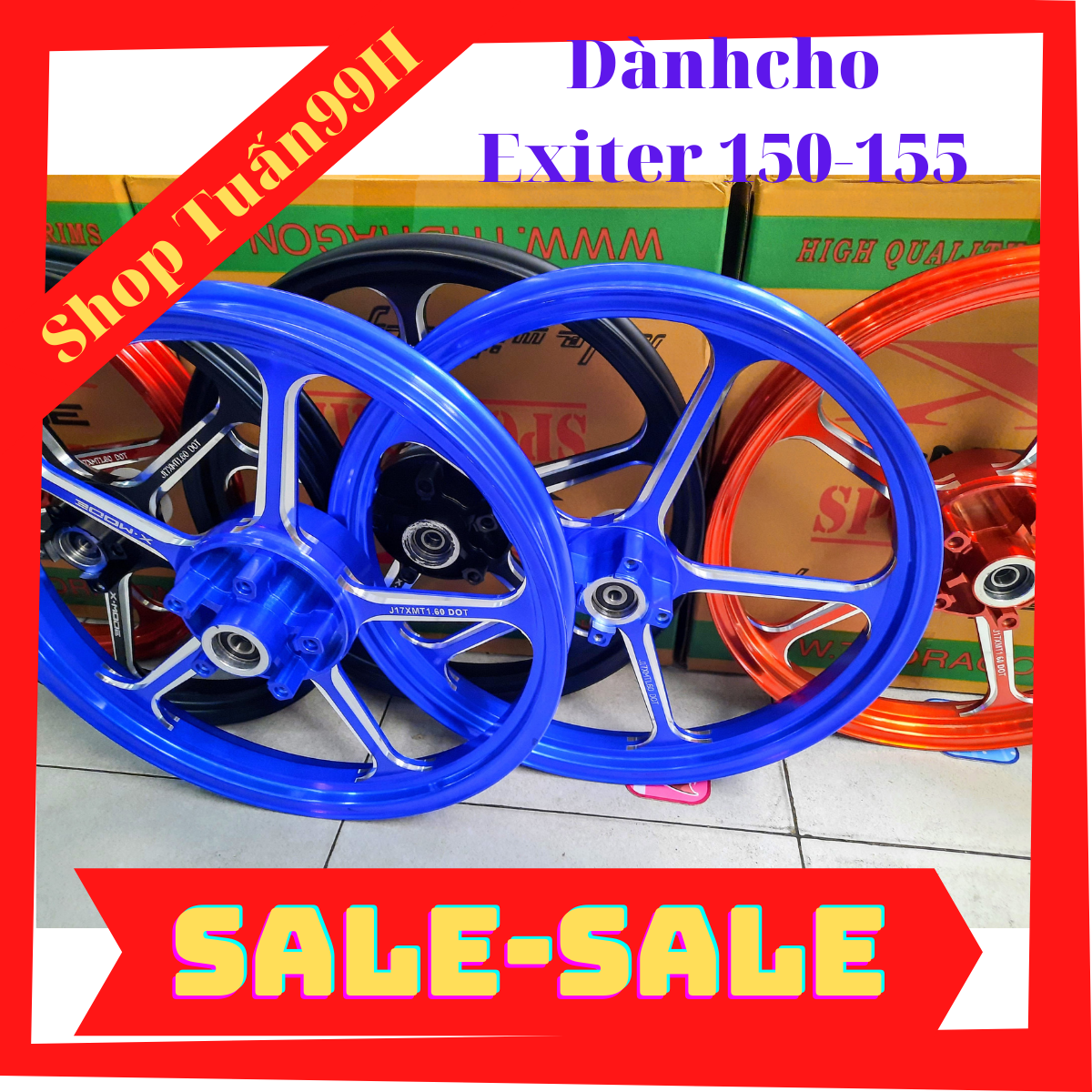 Mâm 5 cây CNC Xmode - Kingroad kiểu k9 dành cho Exiter 150 bản 1.6 trước sau