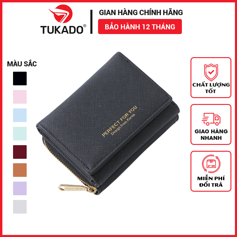 Ví Nữ Mini Cầm Tay Chính Hãng PERFECT FOR YOU Bóp Nữ Đựng Tiền Gập 3 Nhỏ Gọn Nhiều Ngăn Tiện Dụng Da Xước Cao Cấp Cực Đẹp PFY04 - Tukado