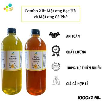 Combo 2 Lít mật ong Cà phê và Mật ong Bạc Hà