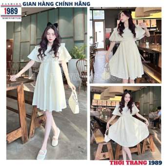 Đầm gấm xốp cổ bèo V89 -đầm babydoll công chúa xinh xắn dễ thương ,váy dự tiệc cực xinh ,đầm chữ A -THỜI TRANG 1989