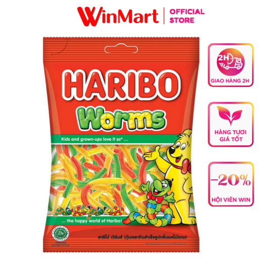 Kẹo dẻo Haribo Worms gói 80g