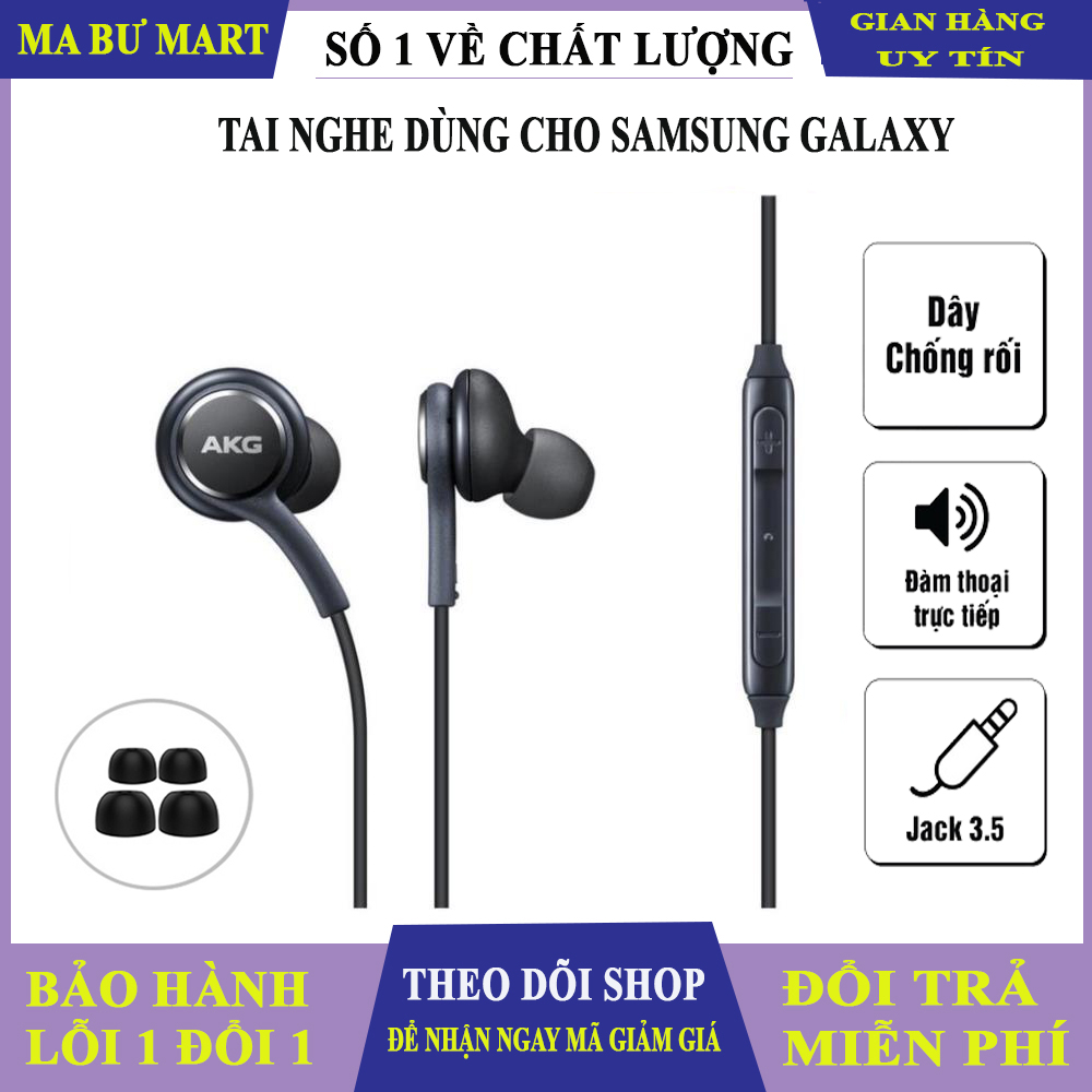 Tai nghe có dây samsung akg, tai nghe dùng cho samsung galaxy s10 s10 plus s9 s8 note 8 note 9 akg, tặng kèm 4 núm tai nghe