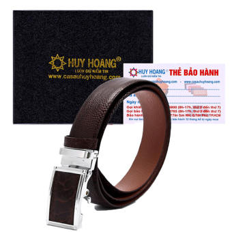 HK4402 - Dây nịt nam da đà điểu  3,5P màu nâu đất