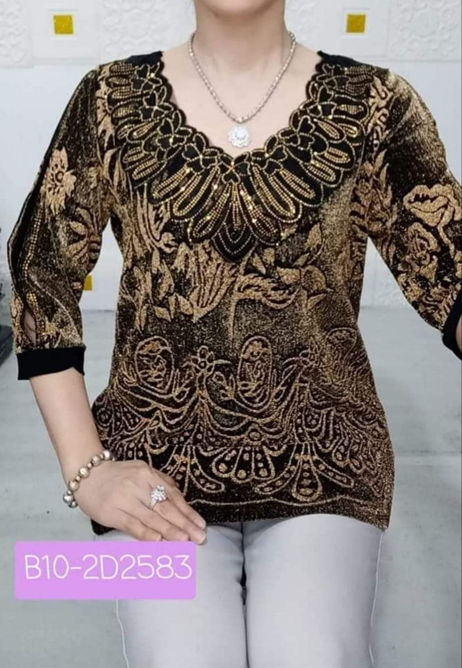 Thời trang trung niên cao cấp - áo thun nhũ 2 da