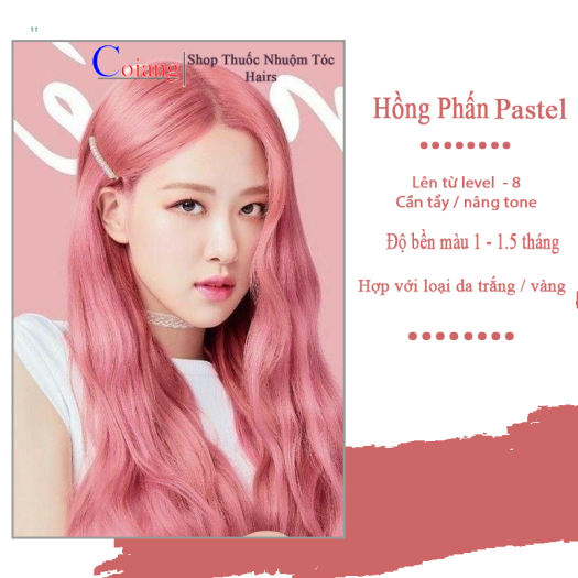 Thuốc nhuộm tóc màu HỒNG PASTEL tặng thuốc tẩy sử dụng tại nhà nhiều thảo dược coiang88