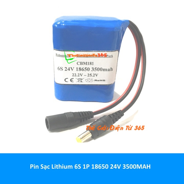 Pin sạc 24v pin lithium 6s1p 18650 3500mah
