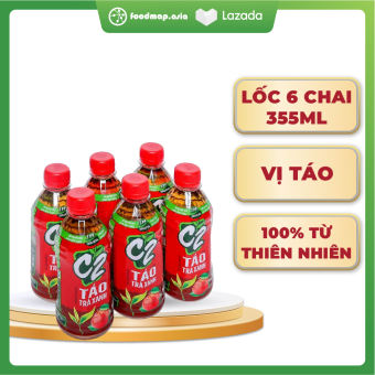 Trà Xanh C2 Hương Táo - Lốc 6 Chai 355ml - Foodmap