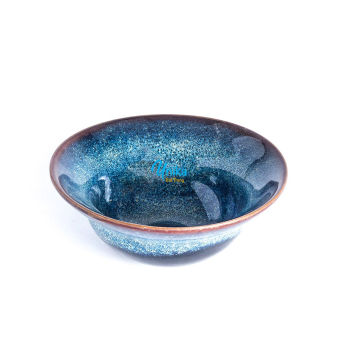 Bát Cơm Loe có eo D12.5 Men Xanh Hoả Biến - Bát chiết yêu D12.5cm - Gốm Sứ Cao Cấp Bát Tràng