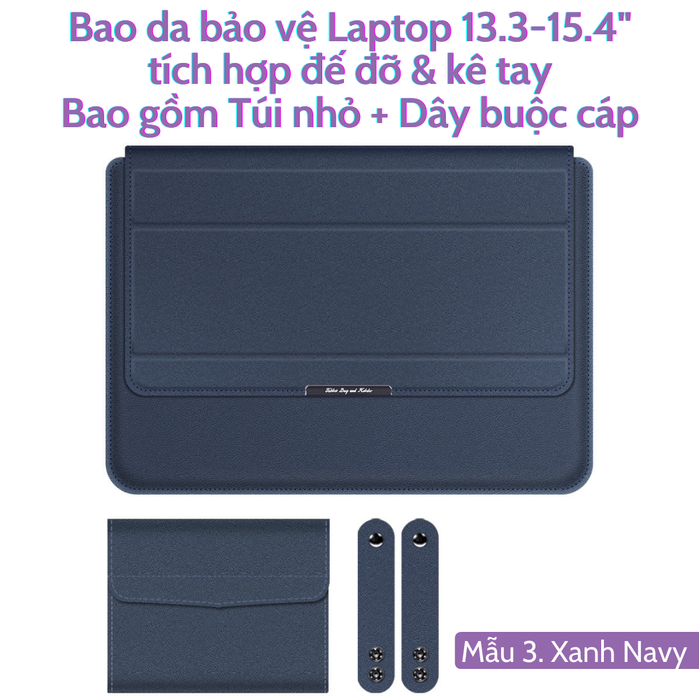 Sẵn VN - SHIPNOW W&Q Bao Da Bao Laptop Macbook 13 - 13.3 - 14 - 15.4 - 15.6 inch Sang Trọng Cao Cấp Nhiều Tính Năng Tích Hợp Giá Đỡ và Kê Tay