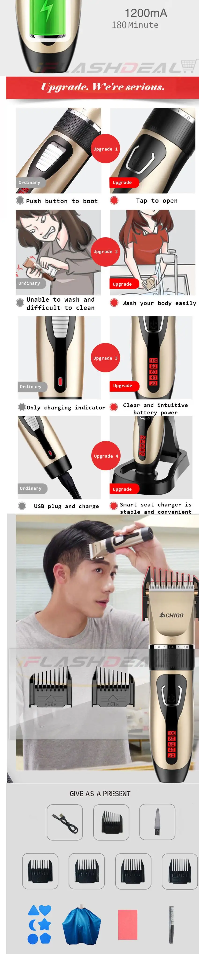 Iflashdeal Professional Electric Hair Trimmer Hair Cutter Washable Beard Hair Clipper Cutting Machine Hair Remover Rechargeable Clipper Electric Hair Cutting Machine Barber For Adult Children Free Storage Bag Lazada Singapore