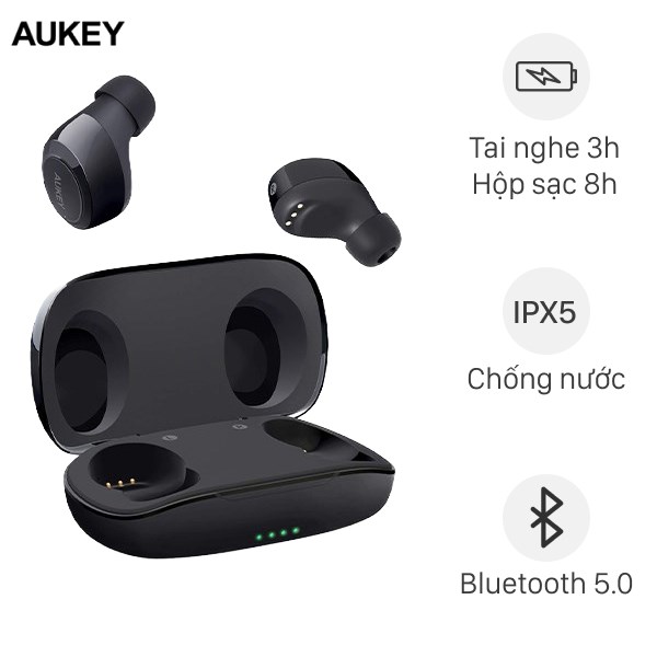 Tai nghe Bluetooth True Wireless Aukey EP-T16S Đen FullBox