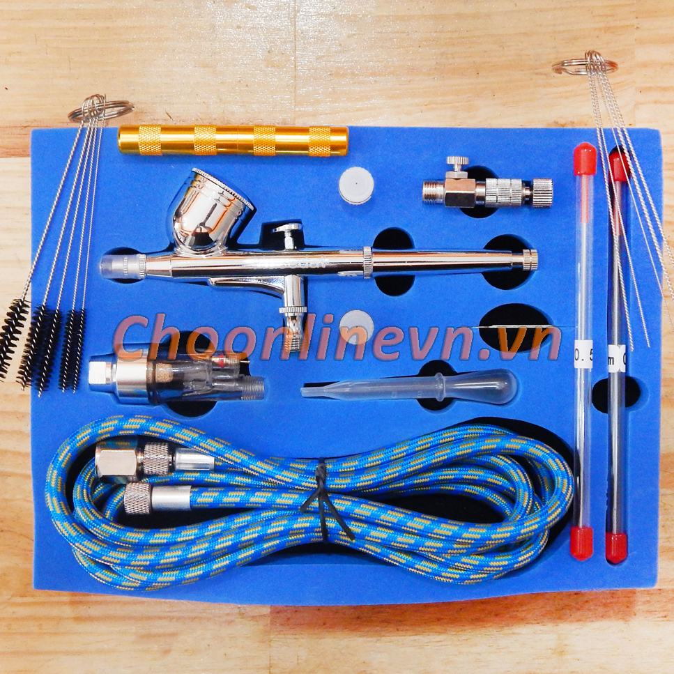 Súng phun sơn vẽ Mỹ thuật, trang điểm, airbrush, phun sơn đồ chơi, chi tiết nhỏ với béc phun 0.2mm - Nasedal