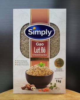 SIMPLY – Hộp 1 Kg - GẠO LỨT ĐỒ (cơm mềm, bùi) / Parboiled Brown Rice