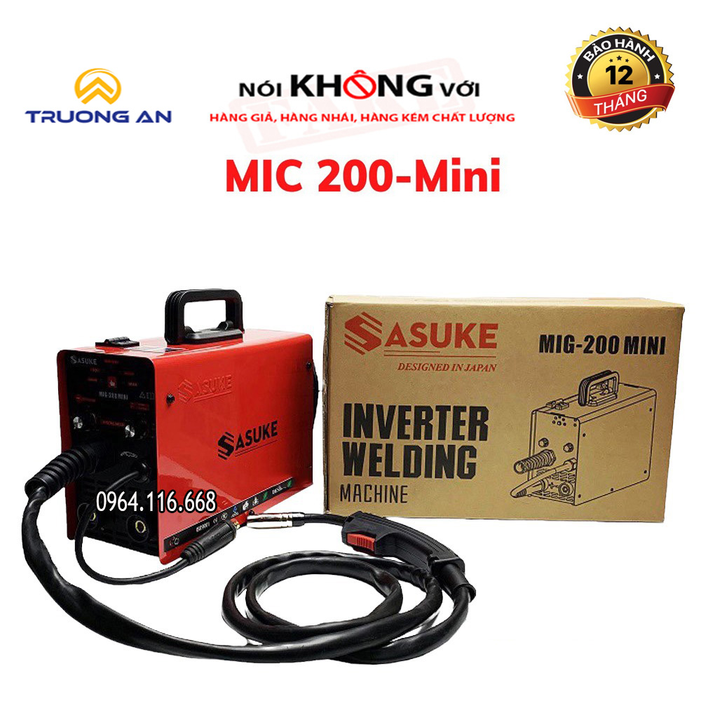 Máy hàn mig máy hàn không dùng khí sasuke 200 mini 3 chức năng - bảo hành 12 tháng - đầy đủ phụ kiện