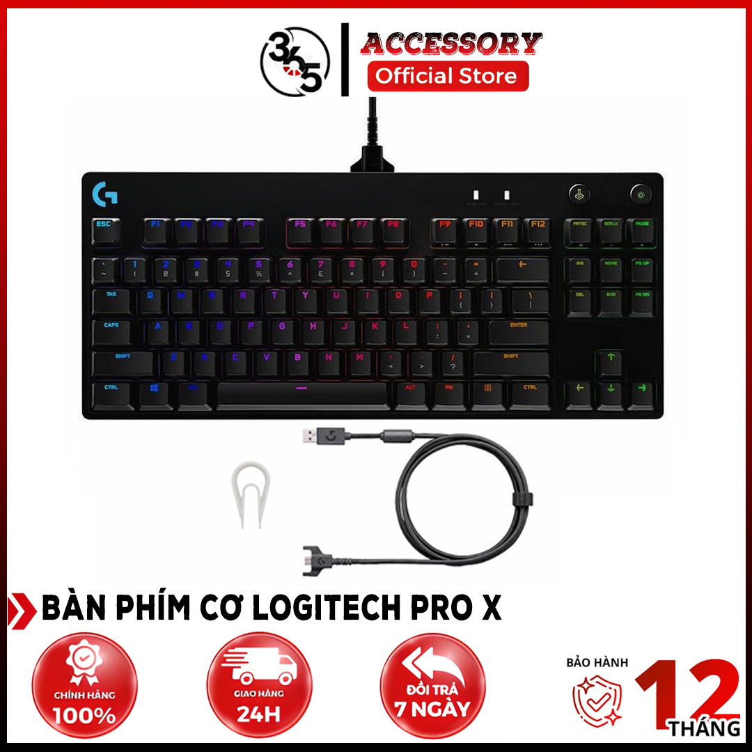 Bàn phím cơ logitech pro x mechanical gaming bản cao cấp thế hệ mới switch mx blue clicky nhỏ gọn siêu bền - bảo hành 24 tháng