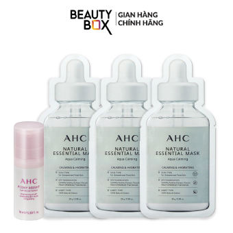Combo Tinh Chất Dưỡng Sáng Da AHC 10Ml+3 Mặt Nạ Giấy Làm Dịu Da AHC 28G