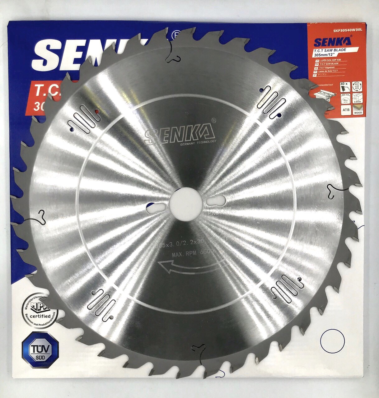 1 Lưỡi cắt xẻ gỗ Lưỡi cưa Gỗ hợp kim D305mm cao cấp SENKA Khe Laze, SỐ RĂNG 40, 60, 72, 80