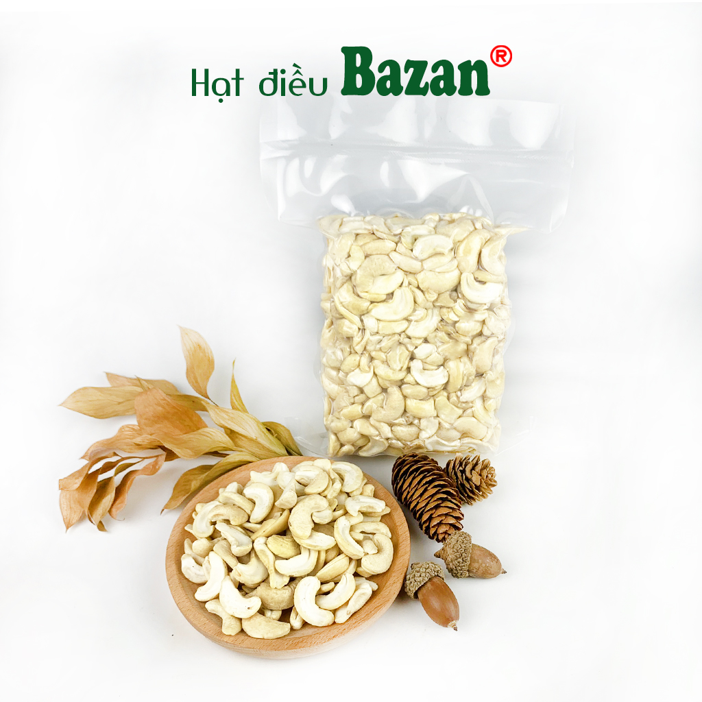 Hạt điều tươi làm sữa Bazan Bình Phước hạt bể dinh dưỡng A+ loại 1 túi hút chân không nhân trắng sống 500g làm sữa