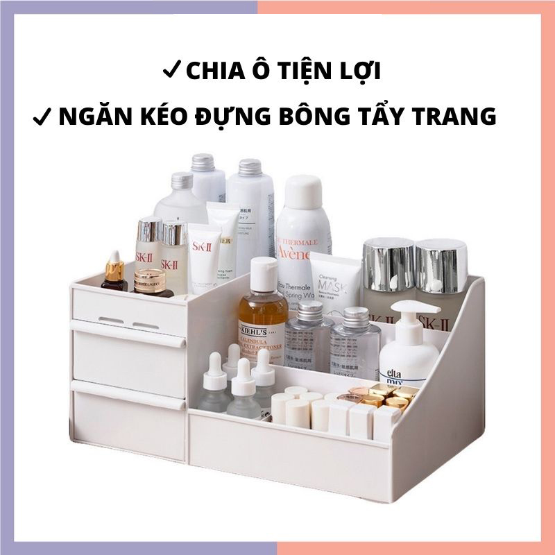 Kệ để son, kệ đựng mỹ phẩm nhựa 2 tầng, giá để son tiện lợi, Kệ Đựng Đồ Dùng Cá Nhân ,Đựng Đồ Trang Điểm, Tủ đựng mỹ phẩm mini có ngăn kéo tiện dụng (Giao màu ngẫu nhiên)