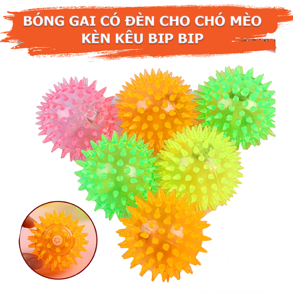 Bóng cao su gai có đèn nhấp nháy, bóng gai phát sáng kêu bip bip
