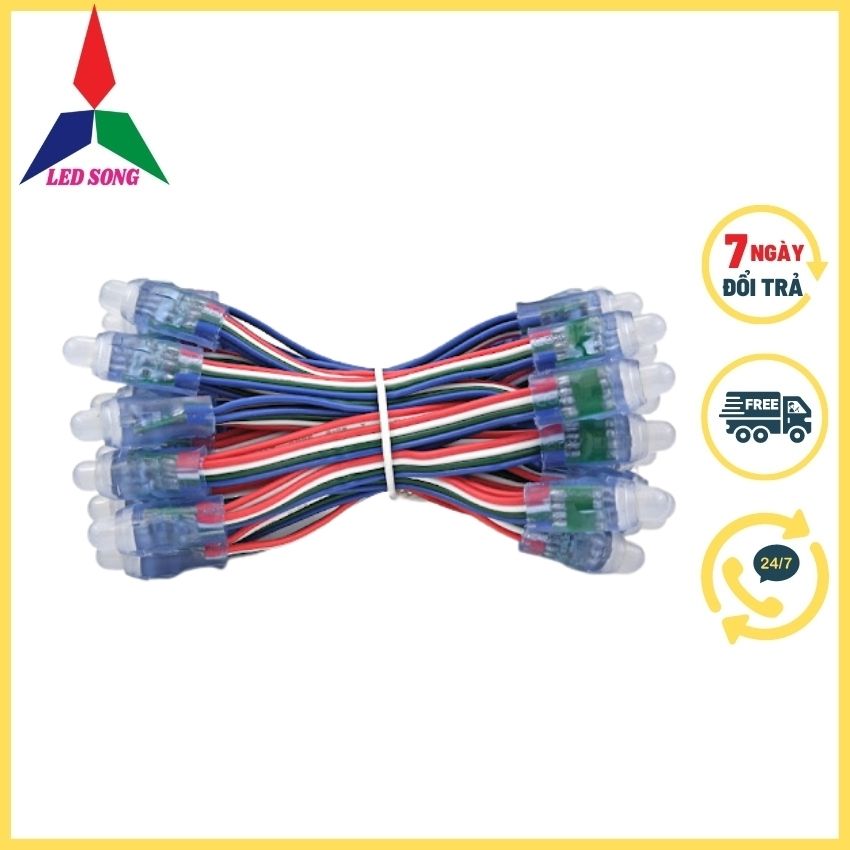 Led Đúc F8 7 Màu 5v Led Song Dây 50 Bóng Dài 3m