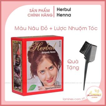 Nhuộm Tóc Thảo Dược Herbul Henna Ấn Độ - Màu Ánh Đỏ Burgundy + Tặng Lược Nhuộm Tóc