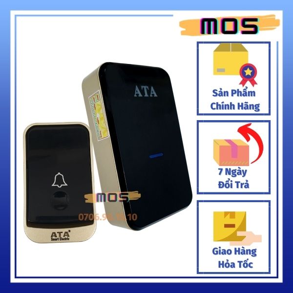 Chuông cửa không dây ⚡⚡ 1 đổi 1⚡⚡ cao cấp ata-919 m, 32 kiểu chuông dùng pin màu đen mos shop