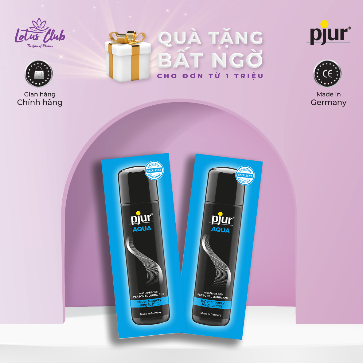 Combo 2 Gel bôi trơn gốc nước pjur AQUA 2ml
