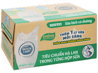 24 Bịch Sữa Tiệt Trùng Dutch Lady Cô Gái Hà Lan Có Đường (24X180ml)