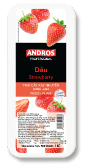 ANDROS - Dâu puree đông lạnh (Strawberry Frozen Puree) - Trái cây xay nhuyễn đông lạnh - Hộp 1 KG