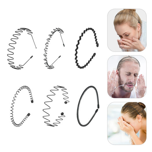 Eenten 6 Chiếc Băng Đô Sóng Kim Loại Bờm Tóc Lò Xo Có Răng Lượn Sóng Băng Đô Nữ Phụ Kiện Tóc Nam Thích Hợp Để Chạy Rửa Mặt Thoa Mặt Nạ Mát Mẻ V. V.