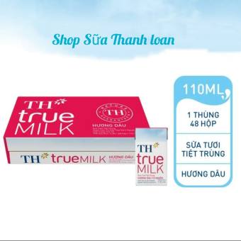 Thùng 48 Hộp Sữa tươi tiệt trùng TH true Milk HƯƠNG DÂU 110ml.