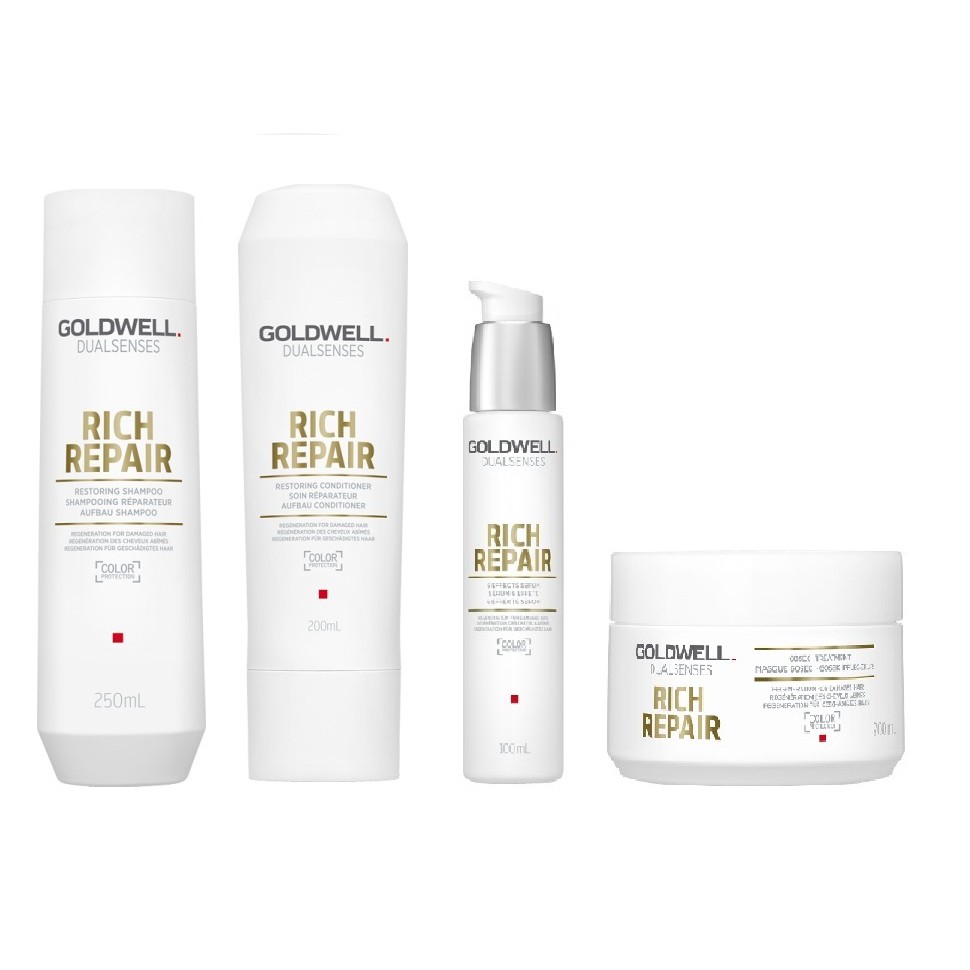 Dầu gội + dầu xả + dầu hấp + huyết thanh goldwell rich repair phục hồi tóc hư tổn 250ml