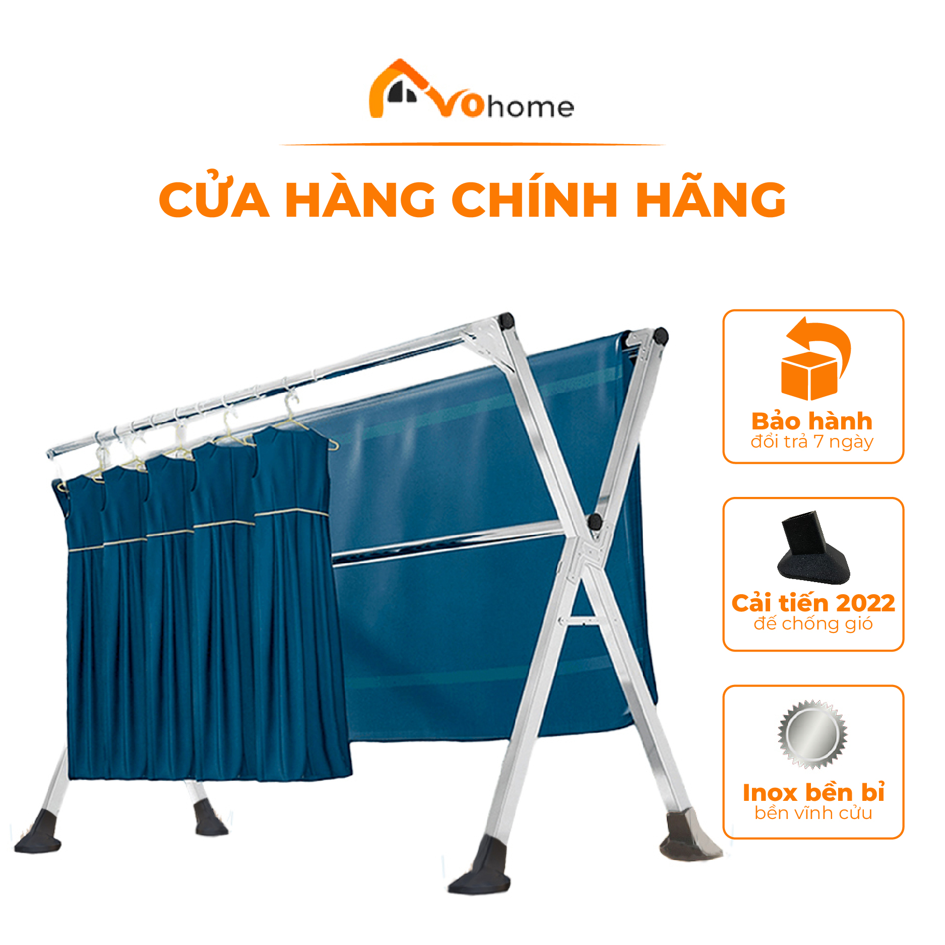 Sào Phơi Quần Áo Có BÁNH XE Tặng Móc Treo Loại Giàn, Giá INOX Gấp Gọn, Khung Treo Đồ Thông Minh Dạng Cây