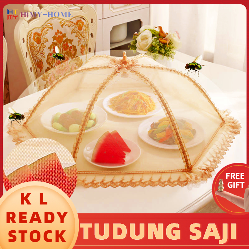 Gambar Breathable Vintage Mesh Lace Metal Food Cover  Tudung Saji Cantik  Food Covers Penutup Pinggan Mangkuk Household Table Fly Proof Insect Proof Vegetable Food Cover Foldable Food ???? ??? ???READY STOCK?