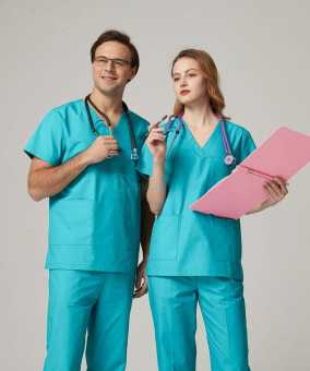 Bộ Scrubs Bác Sĩ, Bộ Đồ Cổ Tim Spa Xanh Bạc Hà Hàng Cao Cấp