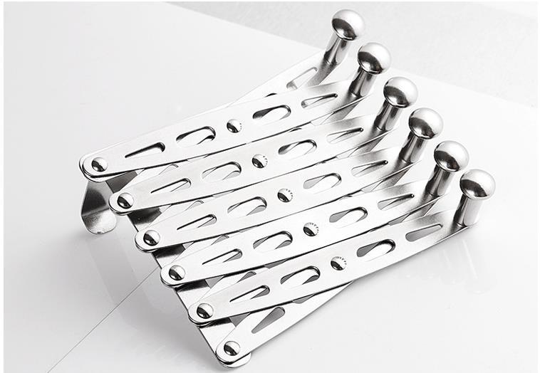 Móc treo cửa sau xếp gọn gồm 6 đầu móc tròn bằng thép không gỉ inox cao cấp