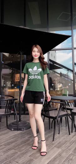 Set bộ quần áo adidas nữ; Bộ đồ mặc nhà nữ vải cotton siêu xinh, thấm mồ hôi cực tốt; Đồ bộ đồ đẹp; Đồ ngủ; Bộ lửng-Đan cherry